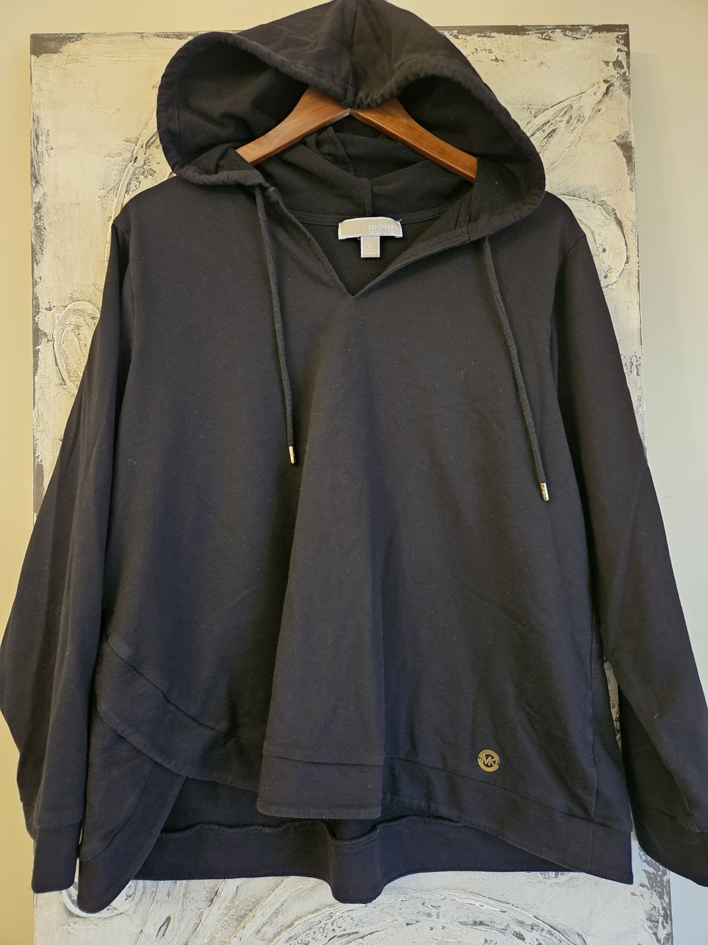 Michael Kors Black Hooded V-Neck Pullover Sweatshirt